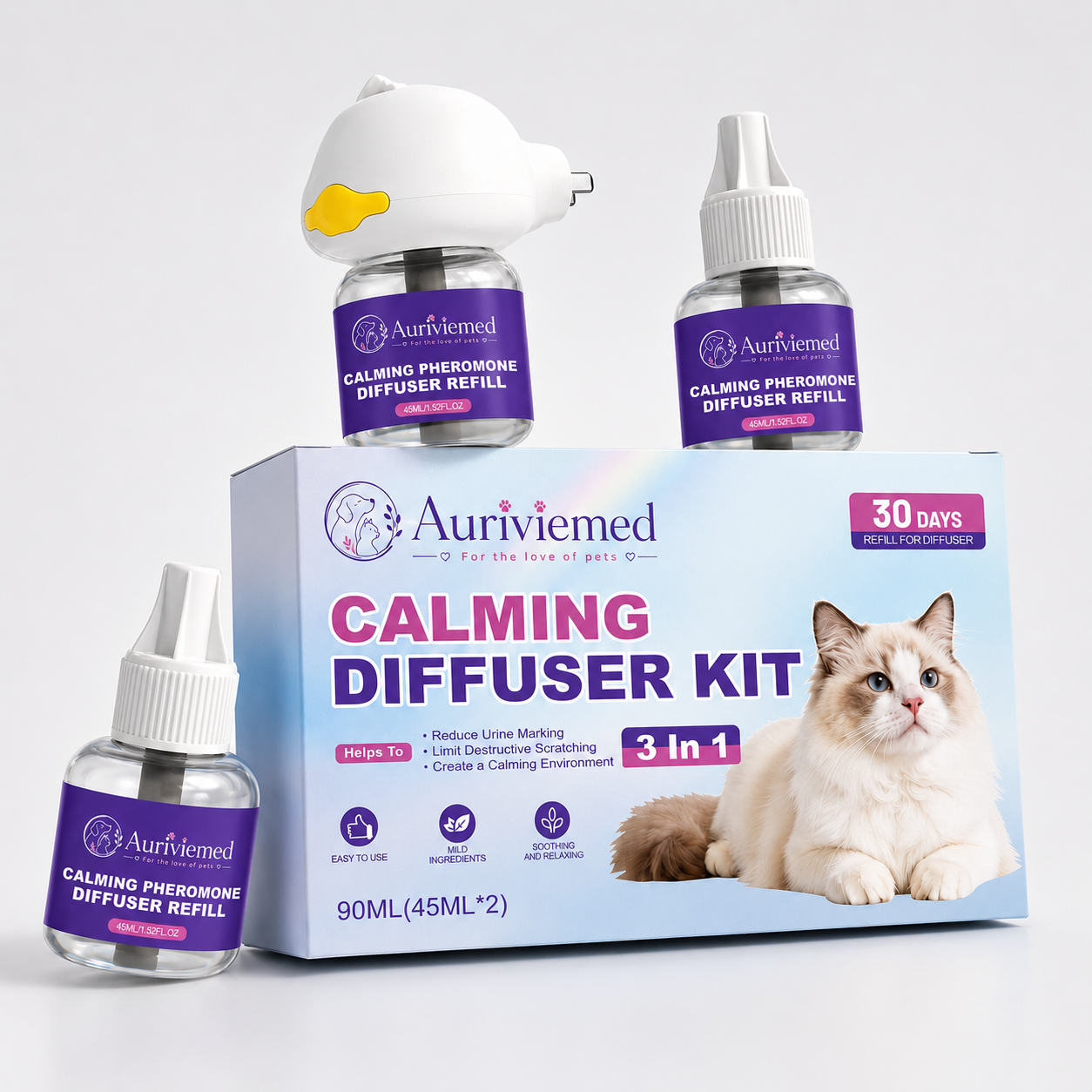 Auriviemed™ - Help your cat calm down and feel safe and comfortable. Premium cat aromatherapy diffuser.