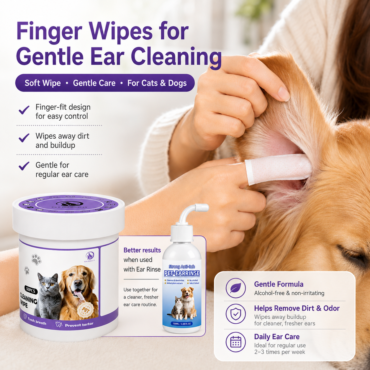 Pet Cleaning Finger Wipes